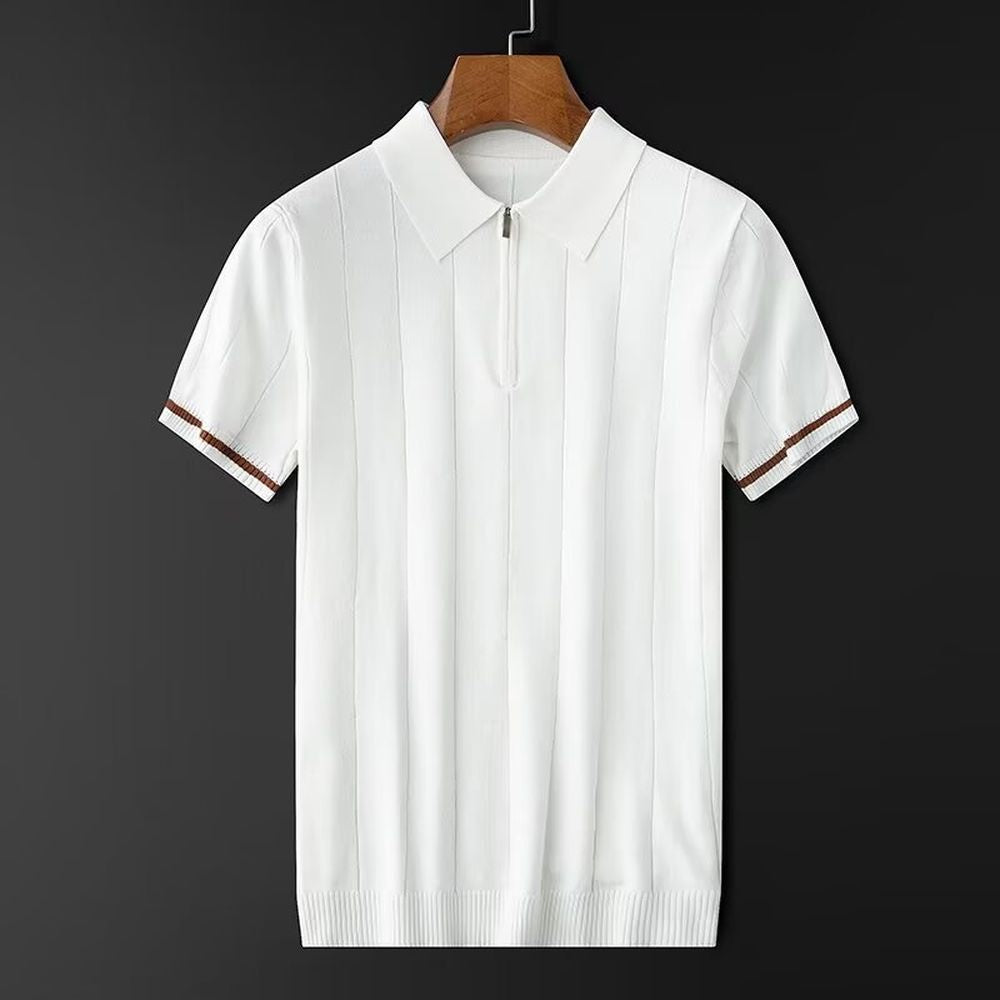 Men's Lapel All-Match Zipper Polo Shirt