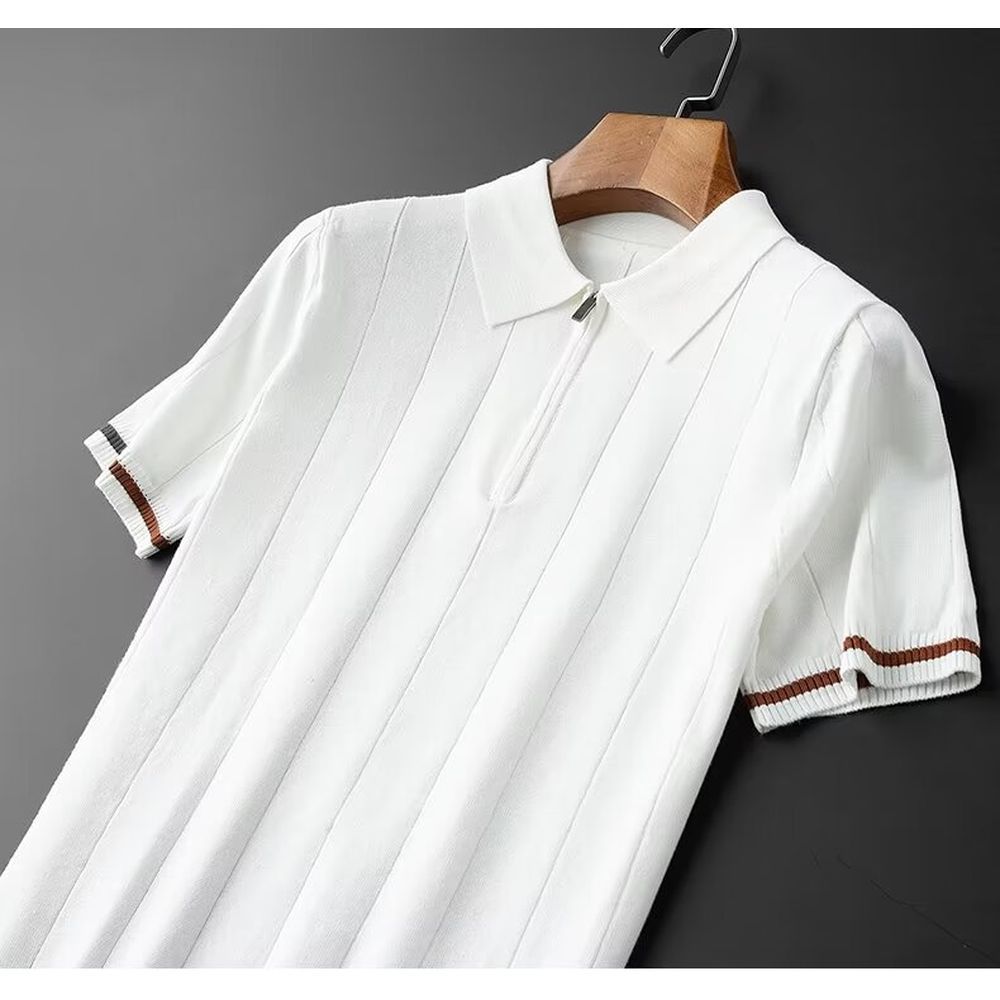 Men's Lapel All-Match Zipper Polo Shirt